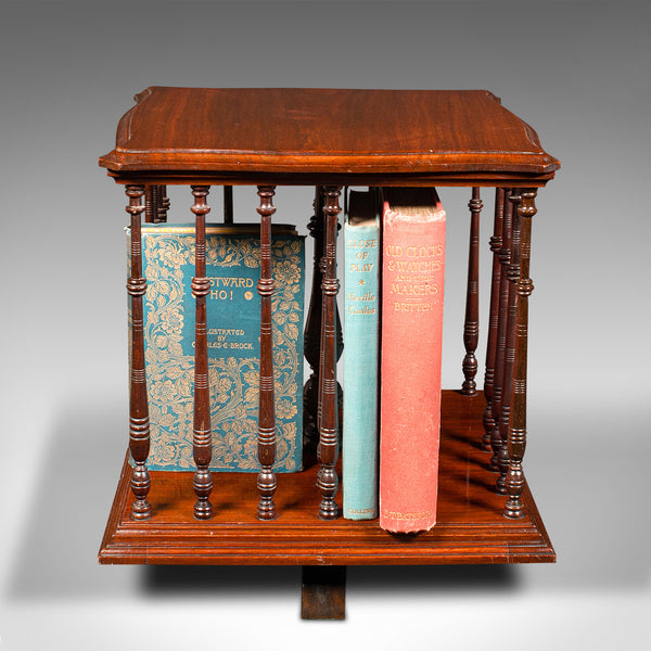 Antique Book Companion, English, Walnut, Rotary Bookstand, Edwardian, Circa 1910