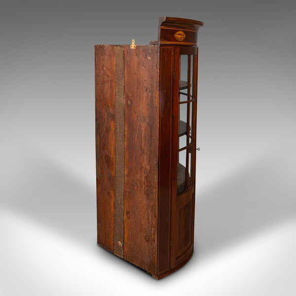 Antique Glazed Corner Cabinet, English, Bow Front, Display, Georgian, Circa 1800