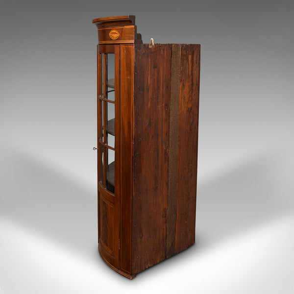 Antique Glazed Corner Cabinet, English, Bow Front, Display, Georgian, Circa 1800