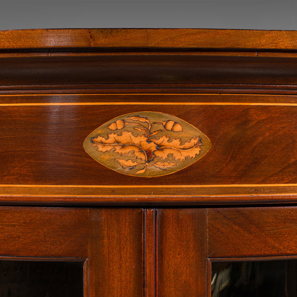 Antique Glazed Corner Cabinet, English, Bow Front, Display, Georgian, Circa 1800