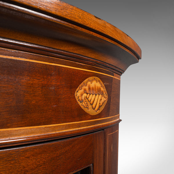 Antique Glazed Corner Cabinet, English, Bow Front, Display, Georgian, Circa 1800