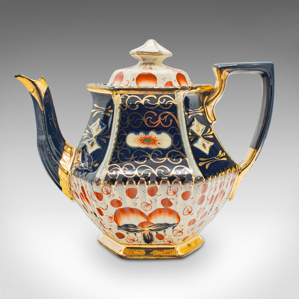 Antique Imari Pattern Teapot, English, Ceramic, Decorative Tea Kettle, Victorian