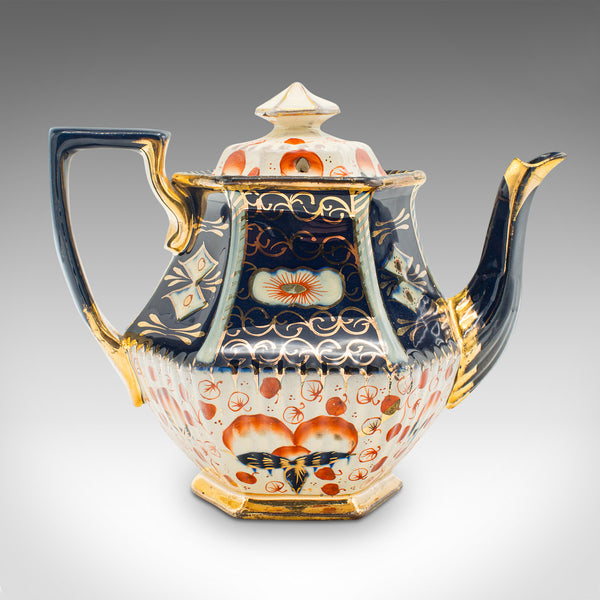 Antique Imari Pattern Teapot, English, Ceramic, Decorative Tea Kettle, Victorian