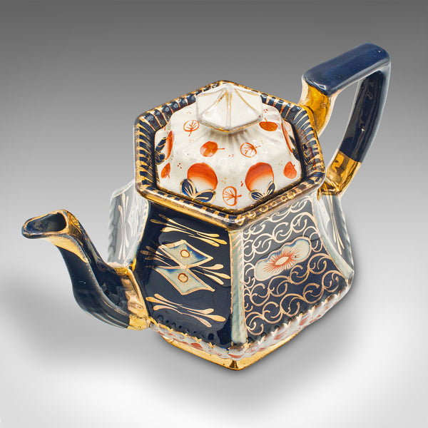 Antique Imari Pattern Teapot, English, Ceramic, Decorative Tea Kettle, Victorian
