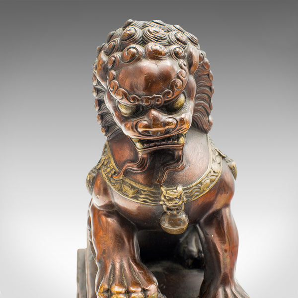 Pair Of Vintage Imperial Lion Statues, Chinese, Bronze, Bookends, Art Deco, 1940