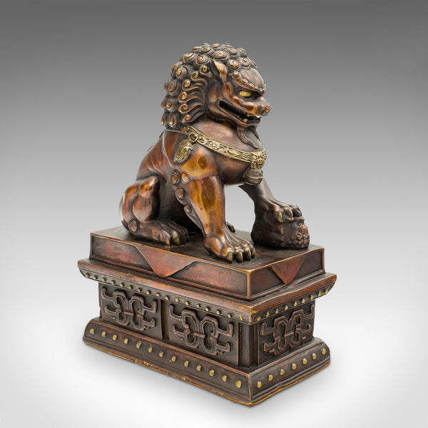 Pair Of Vintage Imperial Lion Statues, Chinese, Bronze, Bookends, Art Deco, 1940