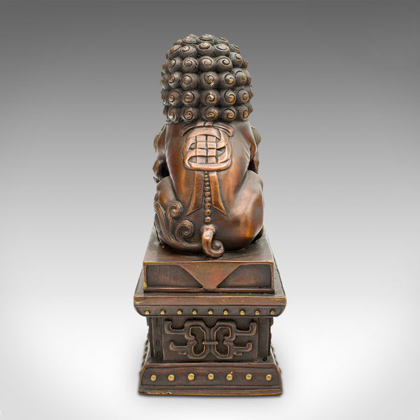 Pair Of Vintage Imperial Lion Statues, Chinese, Bronze, Bookends, Art Deco, 1940