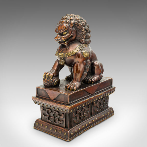 Pair Of Vintage Imperial Lion Statues, Chinese, Bronze, Bookends, Art Deco, 1940