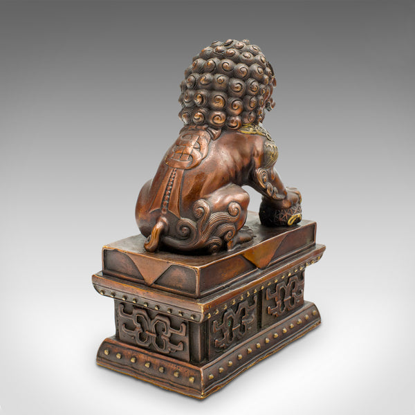 Pair Of Vintage Imperial Lion Statues, Chinese, Bronze, Bookends, Art Deco, 1940