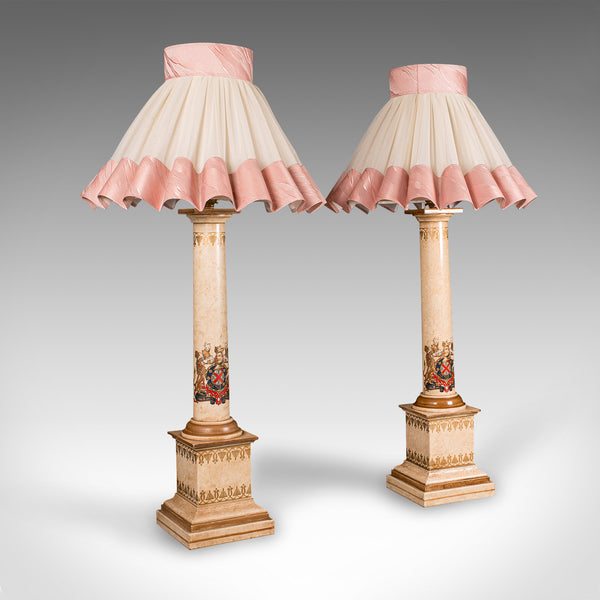 Tall Pair Of Vintage Table Lamps, English, Decorative Light, Mid Century, C.1960