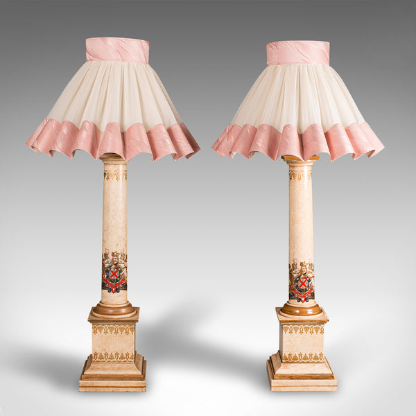 Tall Pair Of Vintage Table Lamps, English, Decorative Light, Mid Century, C.1960