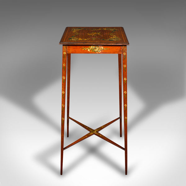 Small Antique Lamp Table, English, Occasional, Hand Painted Decor, Regency, 1820