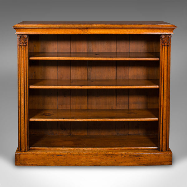 Antique Open Bookcase, Scottish, Oak, Adjustable Book Shelf Cabinet, Victorian