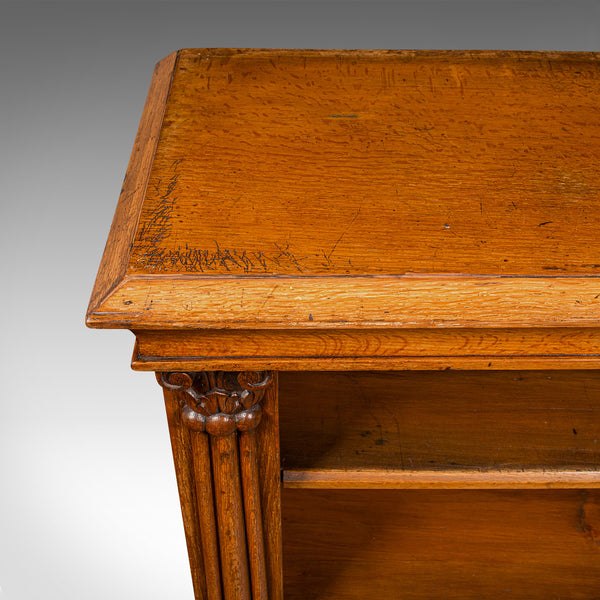 Antique Open Bookcase, Scottish, Oak, Adjustable Book Shelf Cabinet, Victorian