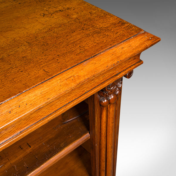 Antique Open Bookcase, Scottish, Oak, Adjustable Book Shelf Cabinet, Victorian