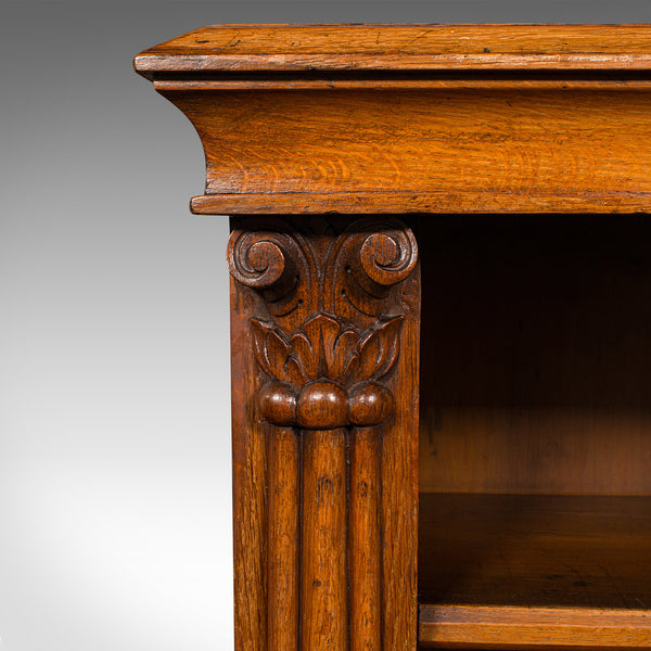 Antique Open Bookcase, Scottish, Oak, Adjustable Book Shelf Cabinet, Victorian