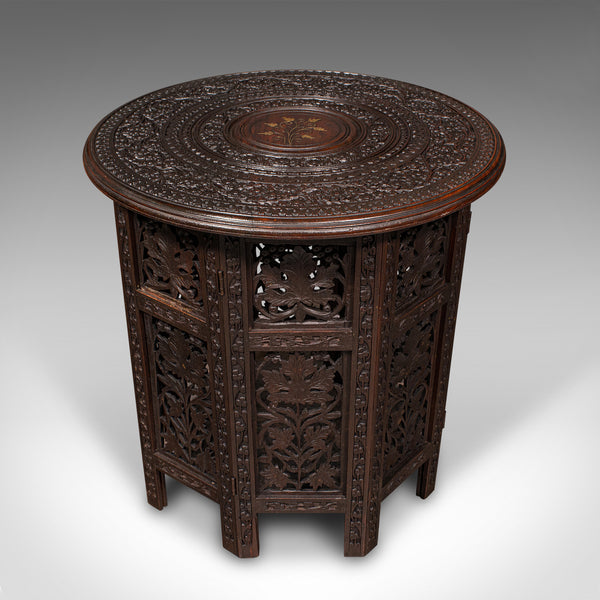 Antique Folding Colonial Table, Indian, Teak, Occasional, Side, Victorian, 1870