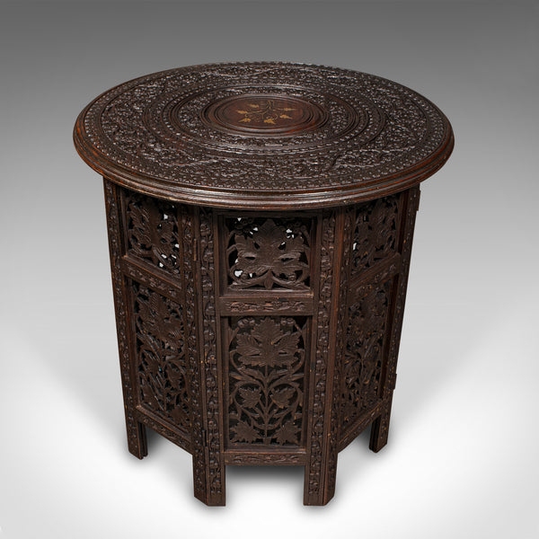 Antique Folding Colonial Table, Indian, Teak, Occasional, Side, Victorian, 1870