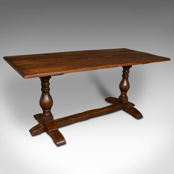 Antique 6 Seat Refectory Table, English, Oak, Farmhouse, Dining, Victorian, 1900