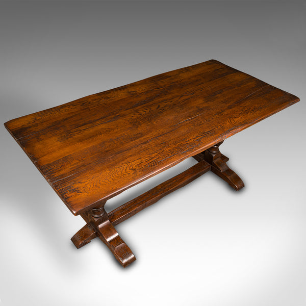 Antique 6 Seat Refectory Table, English, Oak, Farmhouse, Dining, Victorian, 1900