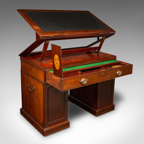 Antique Architect's Desk, English, Adjustable, Draughtsman, Pedestal, Georgian