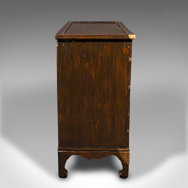 Antique Raised Chest, Korean, Elm, Pear, Side Cabinet, Brass, Victorian, C.1880