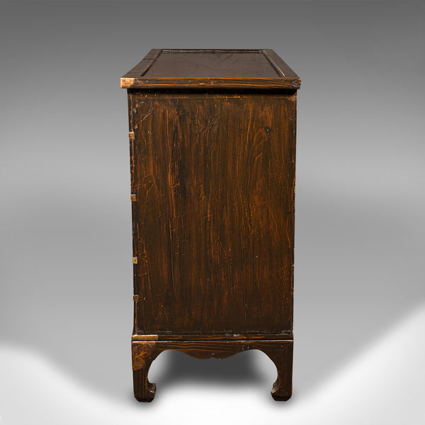 Antique Raised Chest, Korean, Elm, Pear, Side Cabinet, Brass, Victorian, C.1880