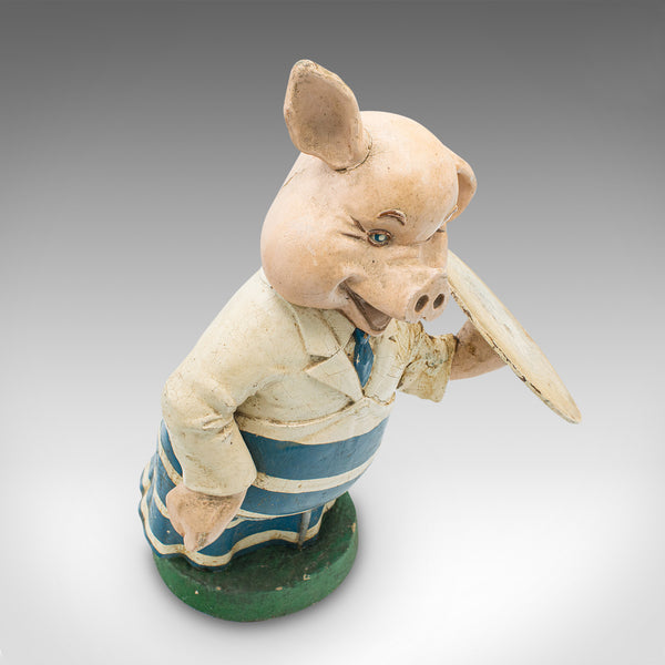 Pair Of Antique Butchery Pigs, English, Plaster, Shop Display Figure, Edwardian