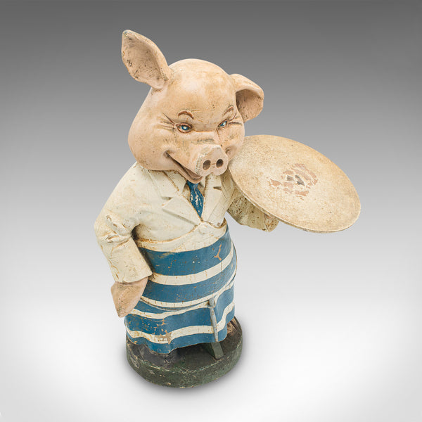 Pair Of Antique Butchery Pigs, English, Plaster, Shop Display Figure, Edwardian