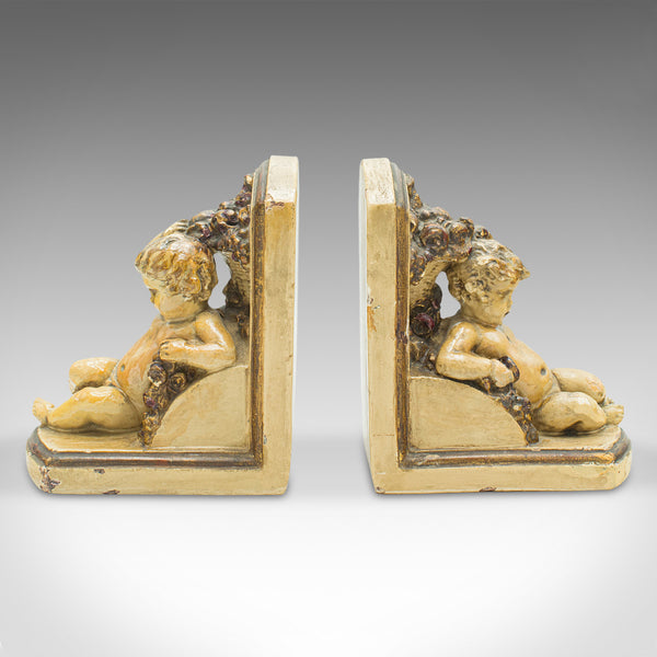 Pair Of Antique Putto Bookends, Italian, Decor, Cherub, Grand Tour, Victorian