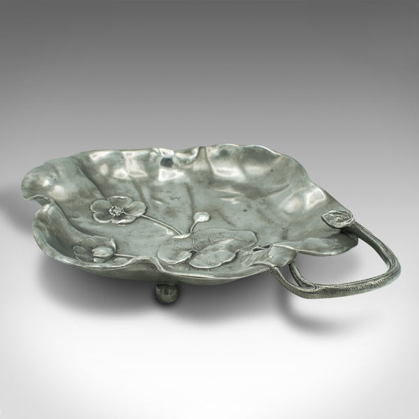 Antique Decorative Dish, German, Pewter, Bonbon Tray, Art Nouveau, Edwardian