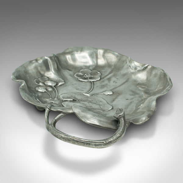 Antique Decorative Dish, German, Pewter, Bonbon Tray, Art Nouveau, Edwardian