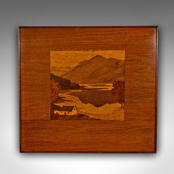 Antique Marquetry Landscape Panel, English, Decorative, Ben Lomond, Edwardian