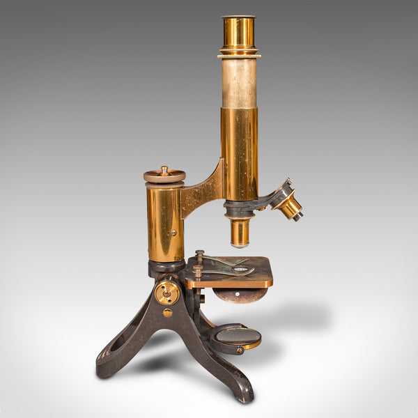 Antique Scholar's Microscope, English, Brass, Scientific Instrument, Victorian