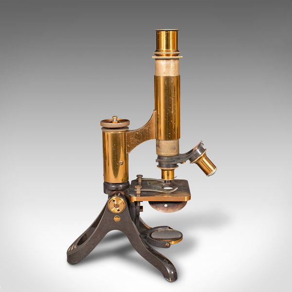 Antique Scholar's Microscope, English, Brass, Scientific Instrument, Victorian