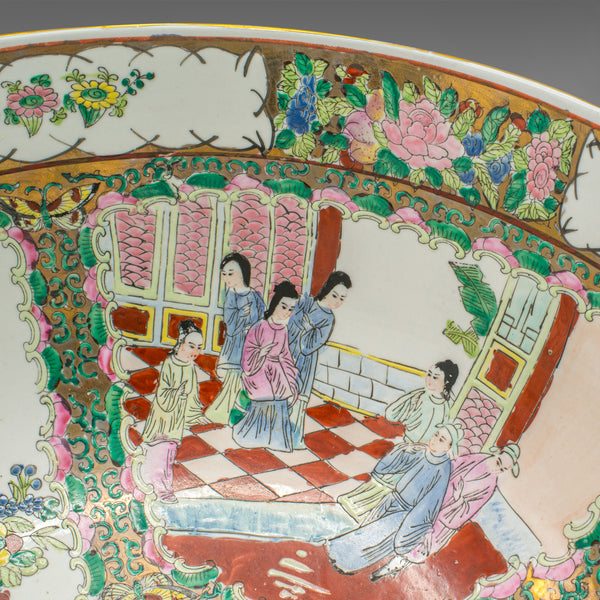Large Vintage Famille Rose Bowl, Chinese, Ceramic, Art Deco, Dish, Circa 1940