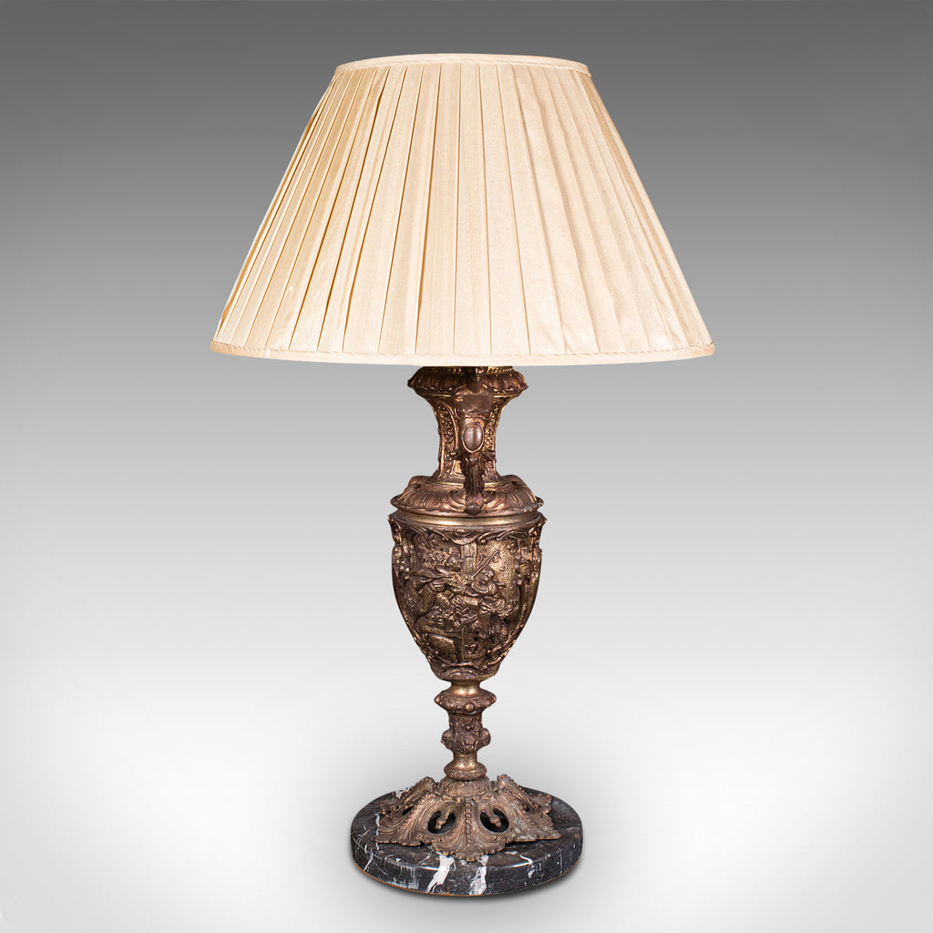 Feature Lamp Large Antique Feature Lamp, Italian Gilt Metal, Marble, Table Light ...
