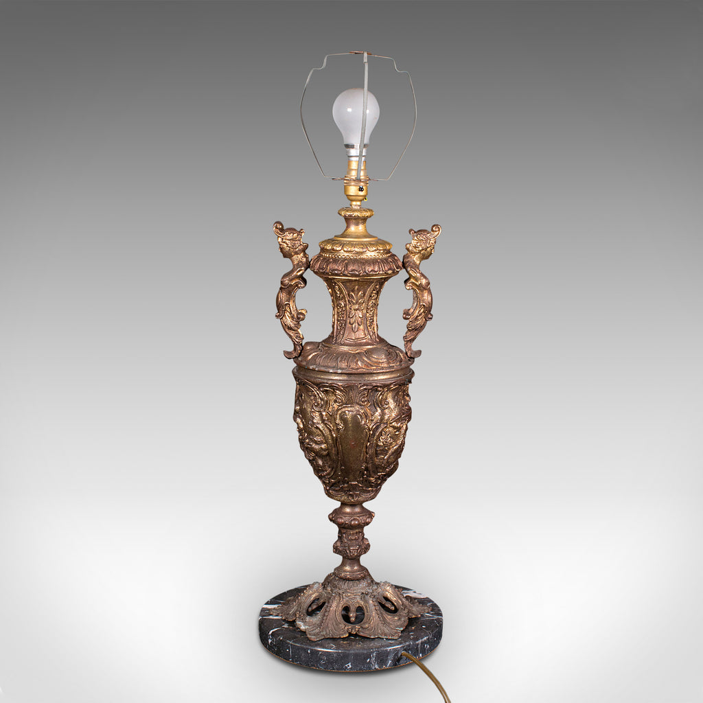 Feature Lamp Large Antique Feature Lamp, Italian Gilt Metal, Marble, Table Light ...