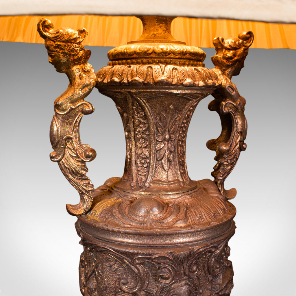 Feature Lamp Large Antique Feature Lamp, Italian Gilt Metal, Marble, Table Light ...