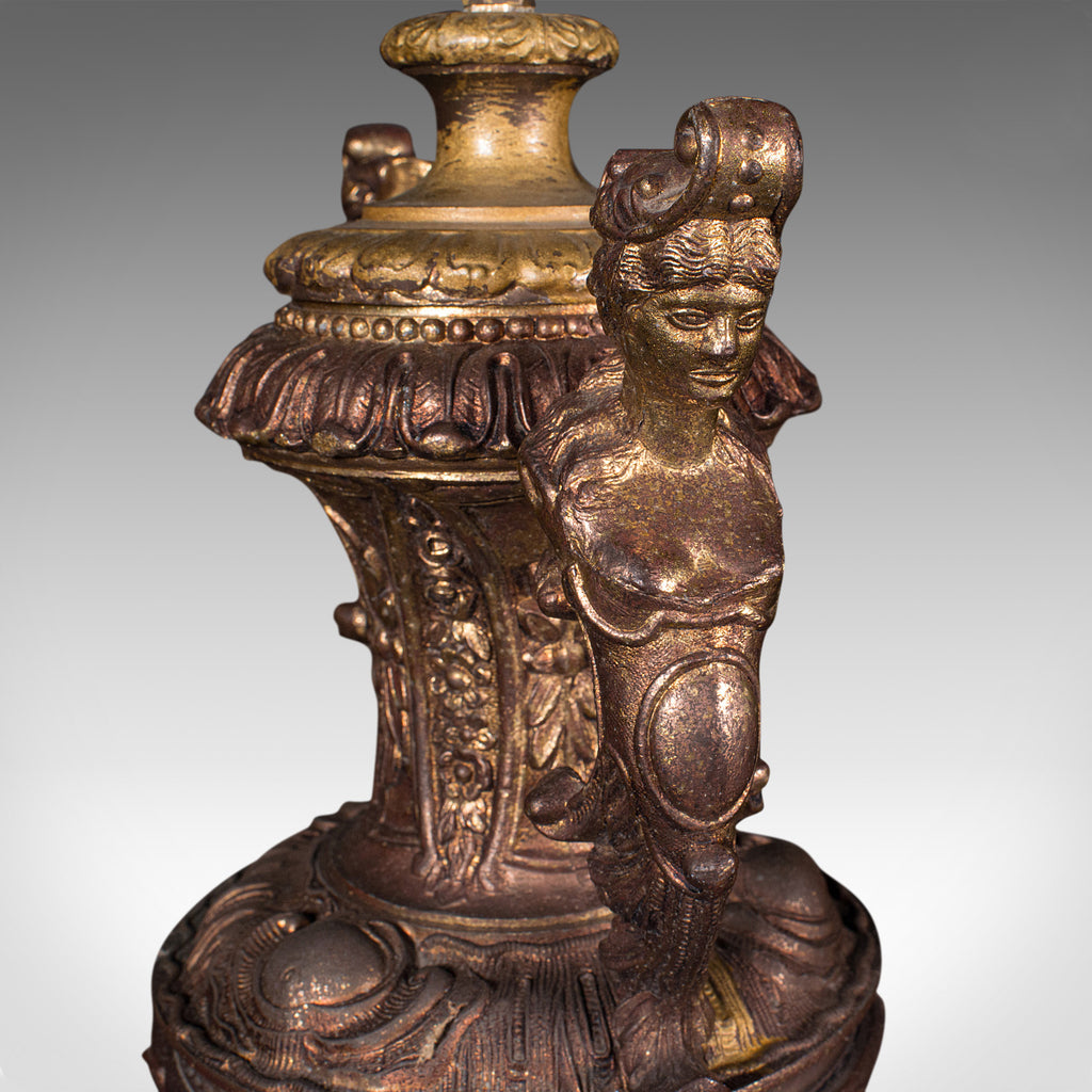 Feature Lamp Large Antique Feature Lamp, Italian Gilt Metal, Marble, Table Light ...