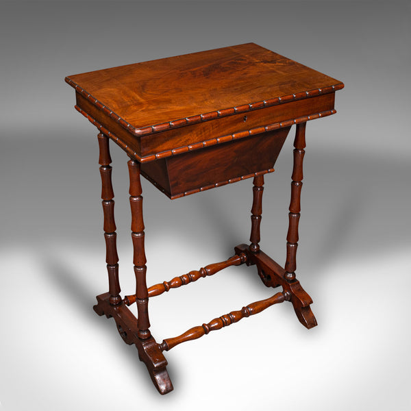 Small Antique Sewing Table, English, Flame, Ladies, Work, Regency, Circa 1830