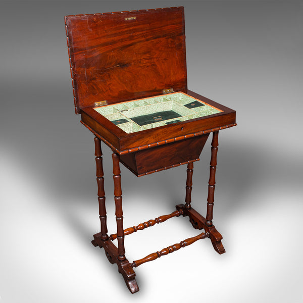 Small Antique Sewing Table, English, Flame, Ladies, Work, Regency, Circa 1830