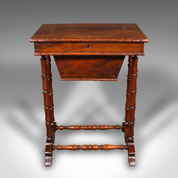 Small Antique Sewing Table, English, Flame, Ladies, Work, Regency, Circa 1830