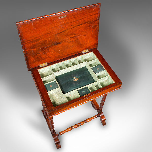 Small Antique Sewing Table, English, Flame, Ladies, Work, Regency, Circa 1830