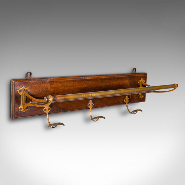 Antique Country House Wall Rack, English, Brass, Reception Hall Valet, Victorian