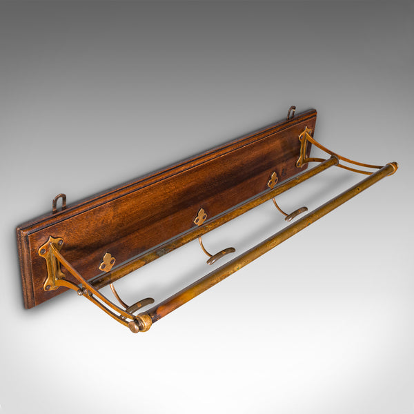 Antique Country House Wall Rack, English, Brass, Reception Hall Valet, Victorian