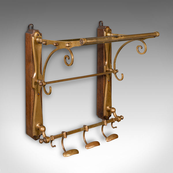 Antique Gentleman's Club Valet, French, Brass, Reception Hall Rack, Victorian