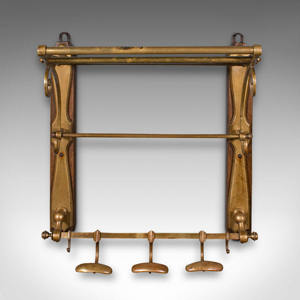 Antique Gentleman's Club Valet, French, Brass, Reception Hall Rack, Victorian