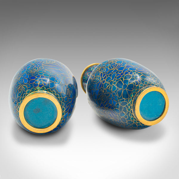 Pair Of Small Vintage Posy Vases, Japanese, Cloisonne, Baluster, Art Deco, 1940