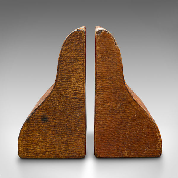 Pair Of Antique Decorative Bookends, English, Leather, Book Rest, Edwardian